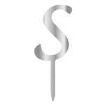 S LETTER, SILVER MIRROR PLEXI, CAKETOPPER - 6 CM 