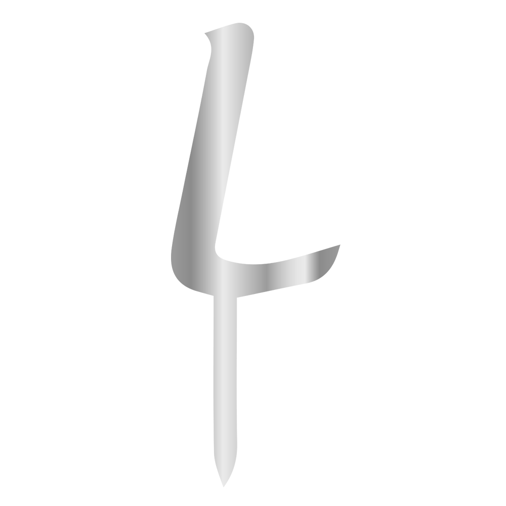 L LETTER, SILVER MIRROR PLEXI, CAKETOPPER - 6 CM 