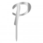 P LETTER, SILVER MIRROR PLEXI, CAKETOPPER - 6 CM 